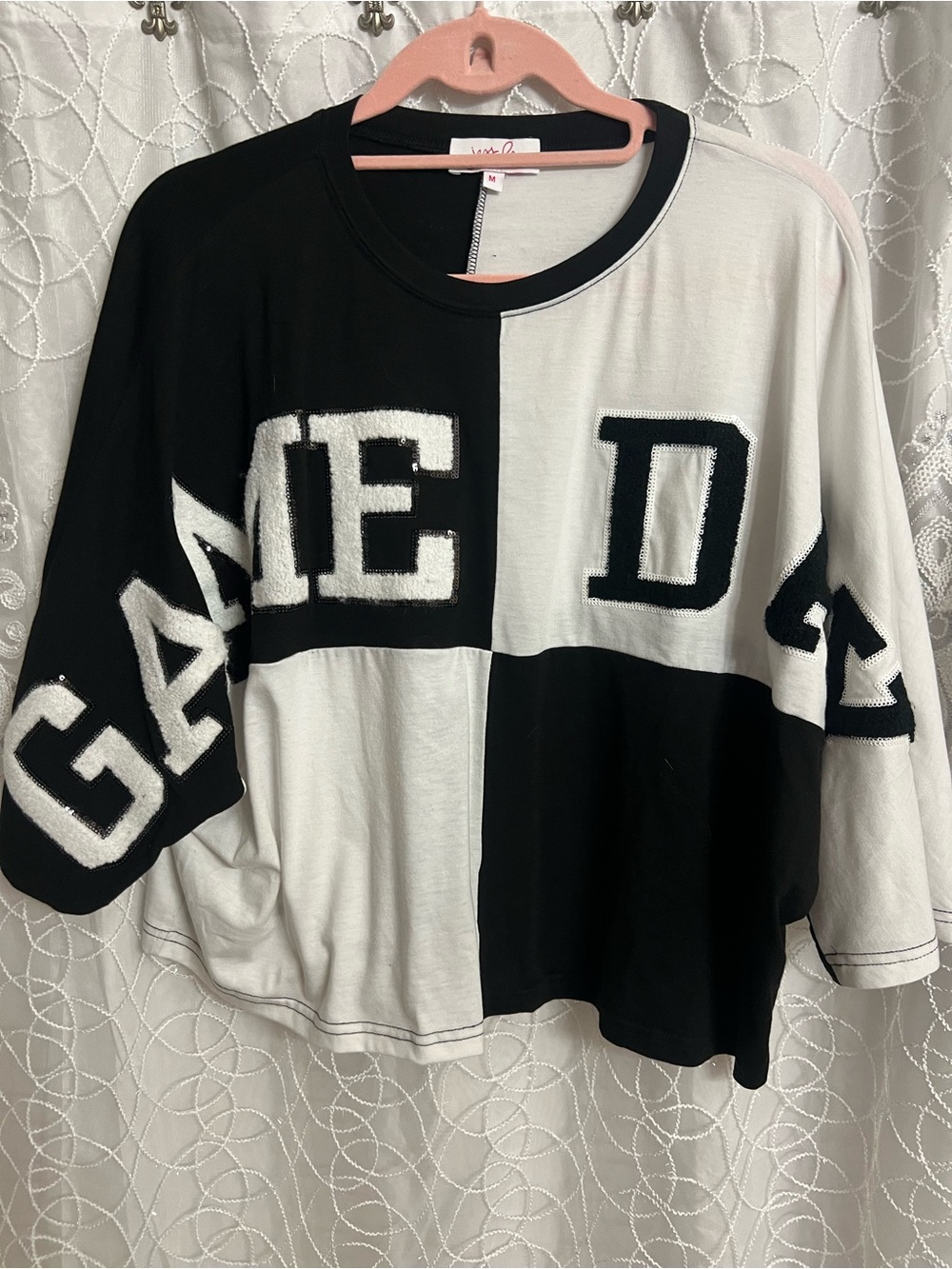 Black & White Patchwork ladies Tee - by Jess Lea